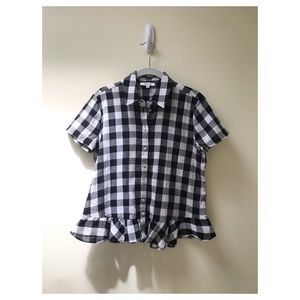 Madewell Gingham Button-down Peplum Top